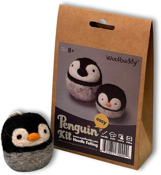 Woolbuddy Needle Felting Kit for Beginners Adults, Penguin Sea Animal Project by Woolbuddy