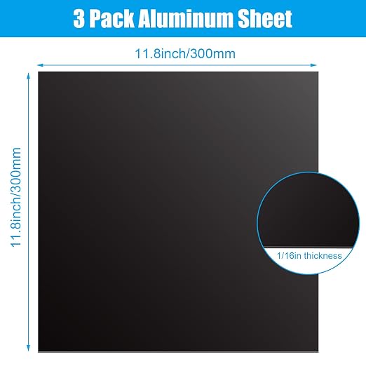 3 Pack 5052 Aluminum Sheet Metal 12 x 12 x 1/16 Inch Black Anodized Aluminum - Image 2
