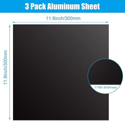 3 Pack 5052 Aluminum Sheet Metal 12 x 12 x 1/16 Inch Black Anodized Aluminum - Image 2