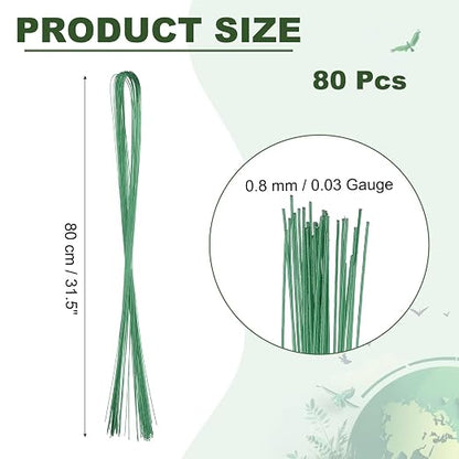 PATIKIL 32 Inch 22 Gauge Floral Stem Wire, 2 Pack/80 Pieces Bouquet Stem Paper - Image 2