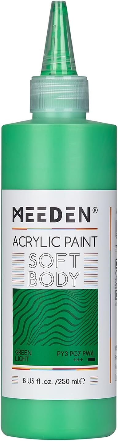 MEEDEN Green Light Acrylic Paint: Matte Finish 250ml/8.45oz Soft Body Bulk by MEEDEN