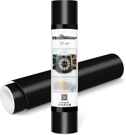 TECKWRAP Permanent Adhesive Vinyl 12" x 10ft, Matte Black by TECKWRAP