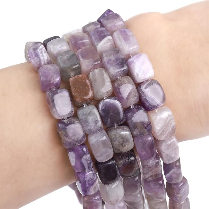 Natural Amethyst Cuboid Stone Loose Semi Gemstone Beads - Image 4