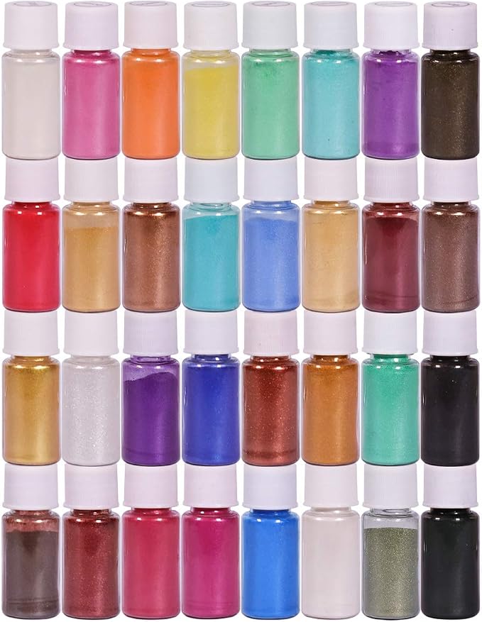 SEISSO Mica Powder for Epoxy Resin, 32 Colors, 0.18 oz Bottles Mica Pigment by SEISSO