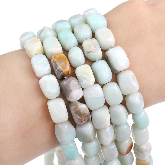 Natural Amazonite Cuboid Stone Loose Semi Gemstone Beads - Image 4