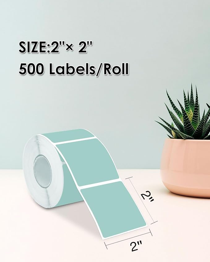 iEager Green Square Thermal Label Stickers, 500 Sheets/Roll - Image 2