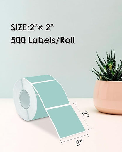 iEager Green Square Thermal Label Stickers, 500 Sheets/Roll - Image 2