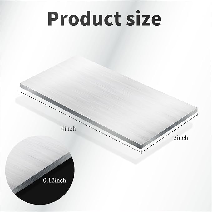 Amyhill 12 Pcs Aluminum Sheet Metal 2 x 4 x 1/8 Inch Thin Flat Plain Aluminum - Image 2