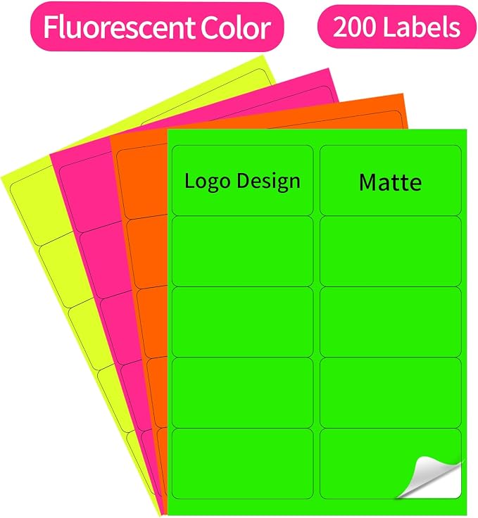 STARLIBOO 2" x 4" Colored Labels Stickers Fluorescent Bright Moving Labels - Image 2