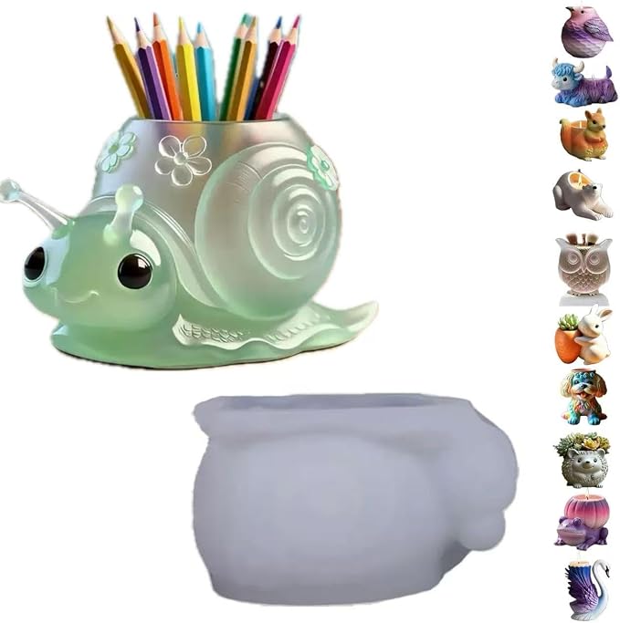 Animal Resin Molds Silicone 3D Cute Snail Epoxy Resin Plaster Candle Holder Wax by Unknown