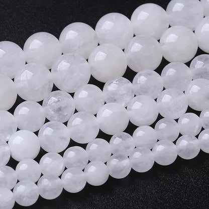 90PCS 4MM White Chalcedony Beads Round Loose Stone Beads by JIANJING