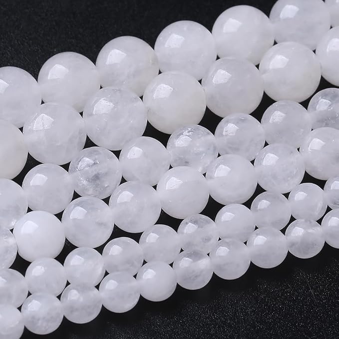 48PCS 8MM White Chalcedony Stone Beads Energy Healing Beads by JIANJING