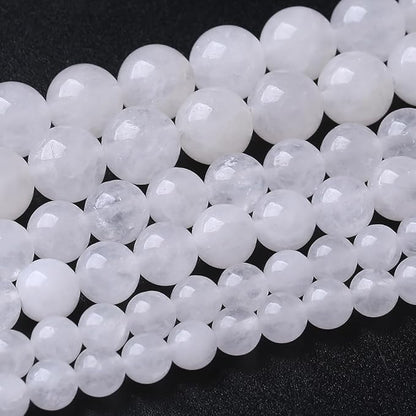 48PCS 8MM White Chalcedony Stone Beads Energy Healing Beads by JIANJING