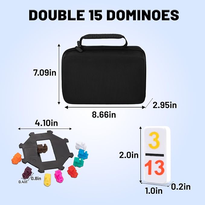 Mexican Train Dominoes Double 15 | 136 Colorful Number Dominos Tiles Travel - Image 6