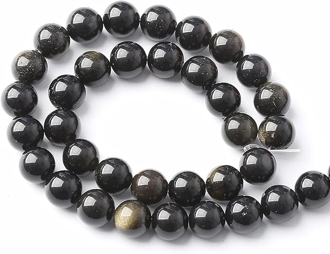 AAA Natural Gold Obsidian Gemstone Beads Energy Healing Power Stones Round - Image 6