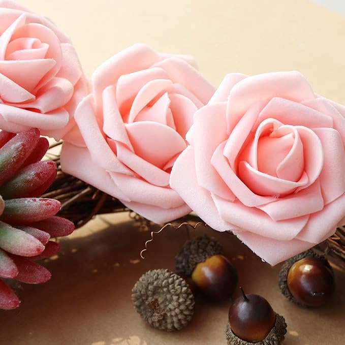 AmyHomie Artificial Flower 50pcs Real Looking Fake Roses w/Stem - Image 5