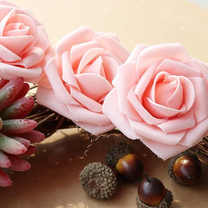 AmyHomie Artificial Flower 50pcs Real Looking Fake Roses w/Stem - Image 5