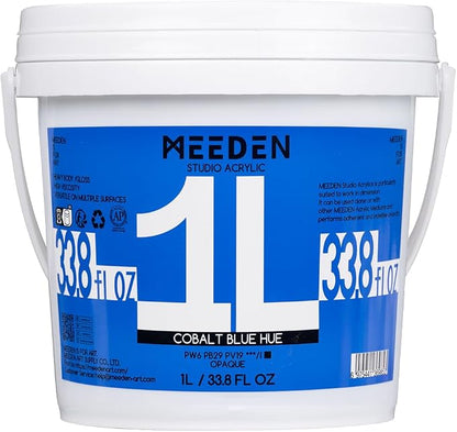 MEEDEN Cobalt Blue Acrylic Paint: 1 L /33.8 oz Heavy Body Gloss Non-Toxic by MEEDEN