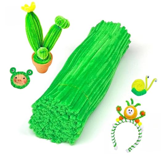100 Pieces Pipe Cleaners Chenille Stem, Lime Green Color Pipe Cleaners Set - Image 4
