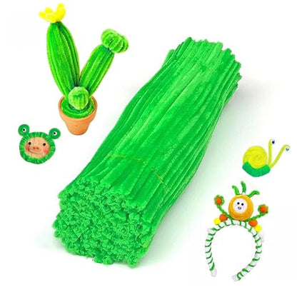 100 Pieces Pipe Cleaners Chenille Stem, Lime Green Color Pipe Cleaners Set - Image 4