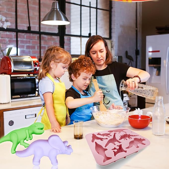 2 Pack 3D Ancient Dinosaur Silicone Molds 8 Cavity Dinosaur Themed Baking Mould - Image 3