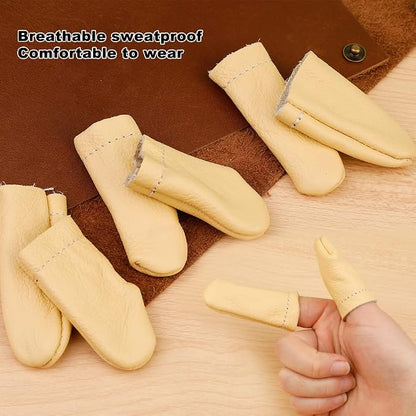 3 Pairs Leather Finger Protector Needle Felting Knitting Finger Thimble Guards - Image 4