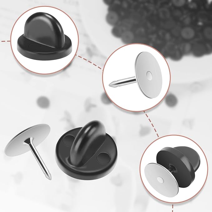 JANYUN 120 Pairs Rubber Blank Pin Backs Butterfly Clutch Backings Holder Tie - Image 3