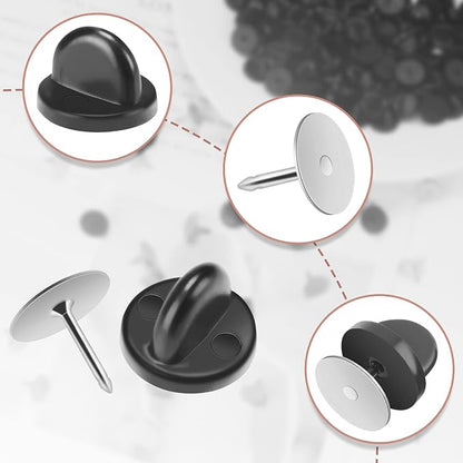 JANYUN 120 Pairs Rubber Blank Pin Backs Butterfly Clutch Backings Holder Tie - Image 3