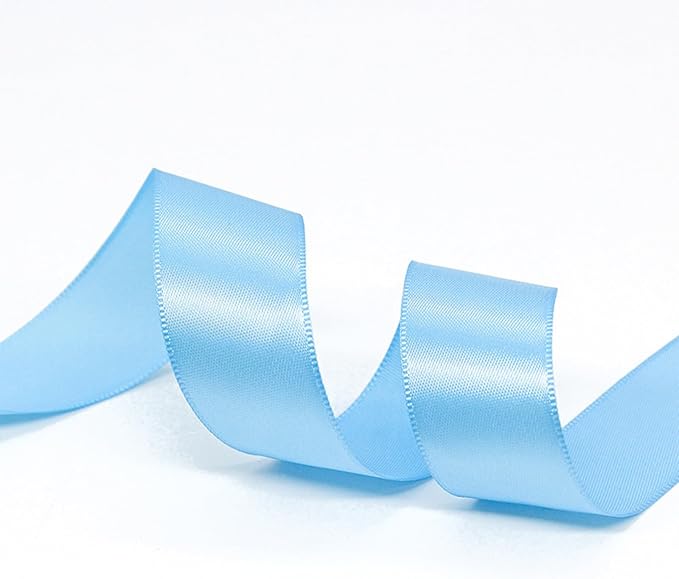 1" x 100 Yards Sky Blue Polyester Satin Ribbon Single Faced Bulk Fabric Ribbons - Image 6