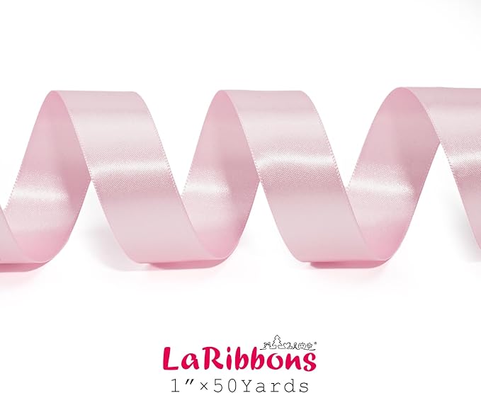LaRibbons Light Pink Satin Ribbon 1 Inch 50 Yards Luxury Double Faced Pink Silk - Image 7