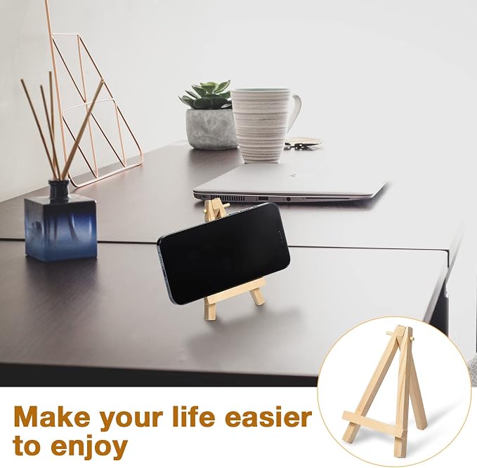 40 Pack 5 Inch Mini Wood Easel Stand Mini Wood Display Easel Wooden Tripod - Image 4