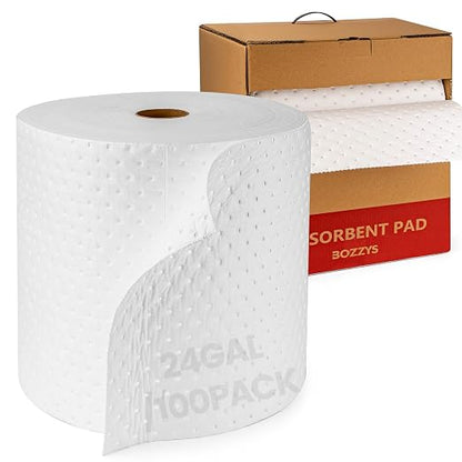 Oil Absorbent Pads Roll | 16"x20" Oil-Only Spill Mat 100-Pack | Industrial by BOZZYS