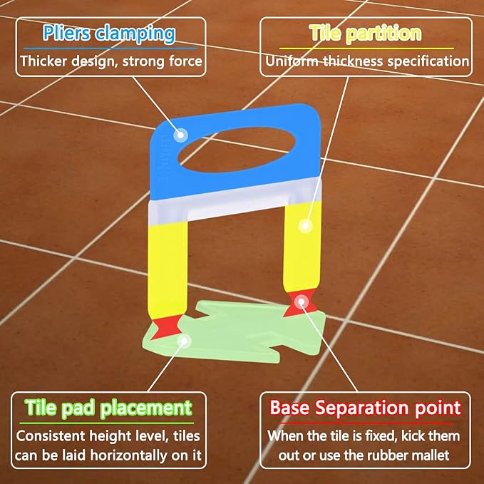 2000 PCS Tile Leveling System Clips 1/16'' 2000-Piece Tiles Leveler Spacers Tool - Image 4
