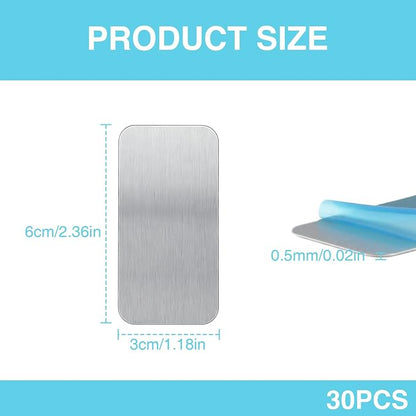 30 Pcs Adhesive Metal Plate for Magnets Mount, 2.36x1.18in Metal Strips for - Image 2