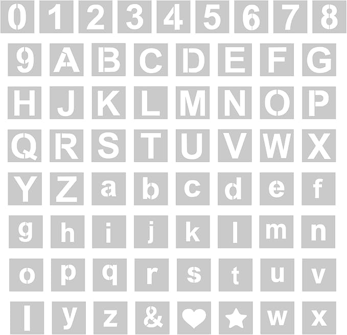 WISYOK 2 Inch 65 Pcs Letter Stencils and Numbers, Reusable Plastic Alphabet Art by WISYOK