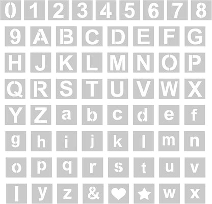 WISYOK 2 Inch 65 Pcs Letter Stencils and Numbers, Reusable Plastic Alphabet Art by WISYOK