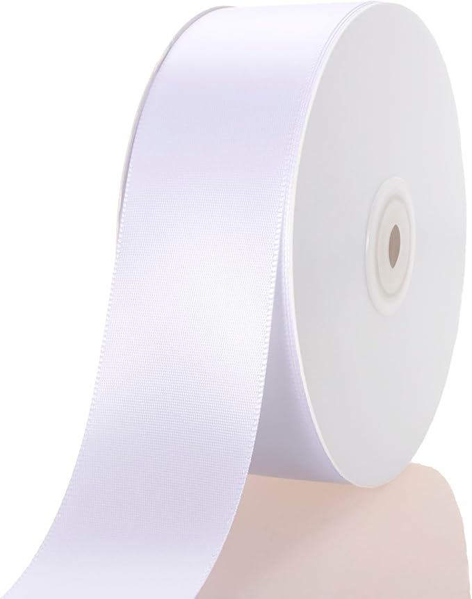1-1/2 Inch White Ribbon, 50 Yards Craft Polyester Satin Ribbon Perfect by Unknown