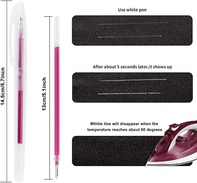 4 Colors Heat Erasable Pens: Fabric Marking Pens Auto-Vanishing Pen Sewing - Image 8