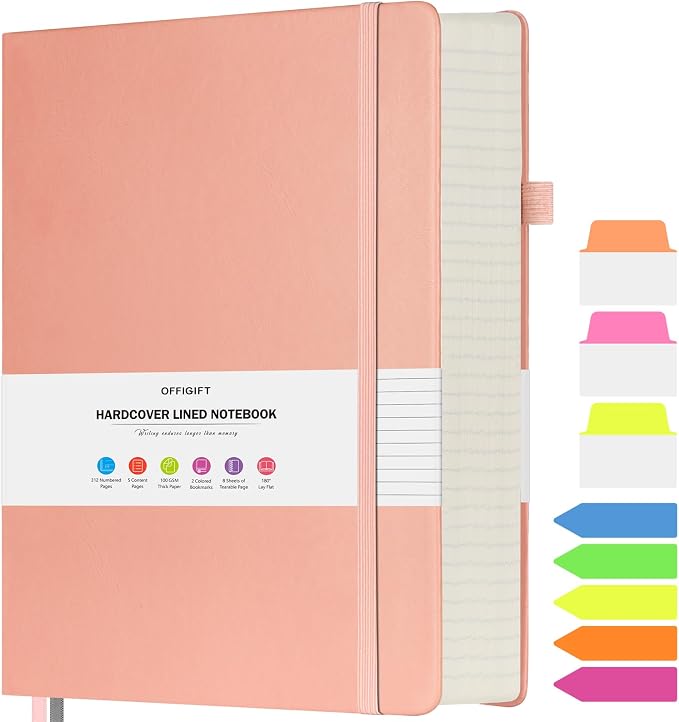 College Ruled Notebook, Large A4 Hardcover Leather Journal, 312 Numbered Pages by OFFIGIFT