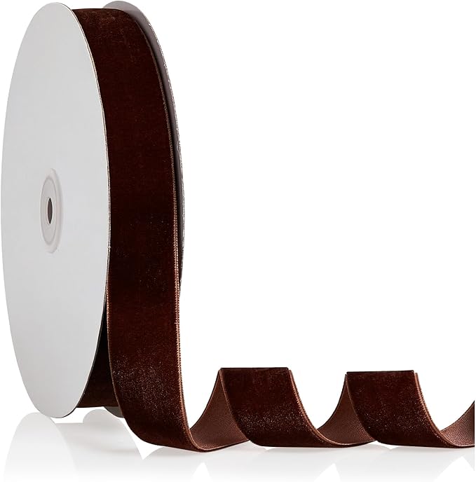 1" X 20 Yards Brown Velvet Ribbon by Bomybaw