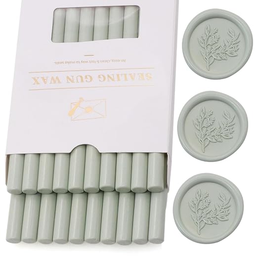 Sage Green Wax Seal Sticks 20pcs, Andotopee Glue Gun Wax Seal Sticks by Andotopee
