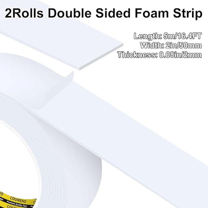 2Pack 2inX16.4FT Double Sided Foam Strip, EVA Foam Tape, Double Sided Sponge - Image 2