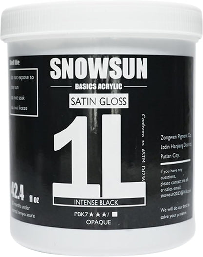 SNOWSUN Charcoal Black Acrylic Paint, Basics Large Bulk Acrylic Paints Gloss by PainttheLightofInspiration