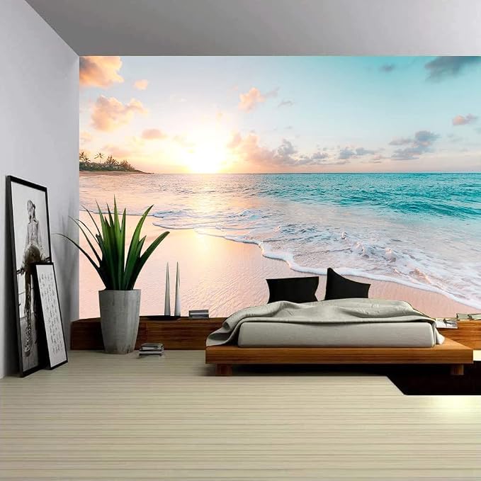 Sunset Wall Murals Romantic Beach Photo Mural Wallpaper Wall Decor Print - Image 3