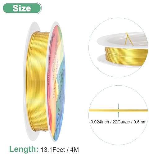 0.6 mm/22 Gauge Copper Wire for Jewelry Making, 13.1FT Copper Beading Craft - Image 3