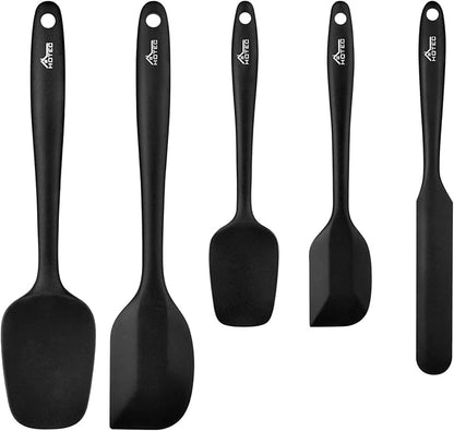 HOTEC 600℉ Heat Resistant BPA-Free Silicone Rubber Spatula Set, Kitchen Cooking by Hotec