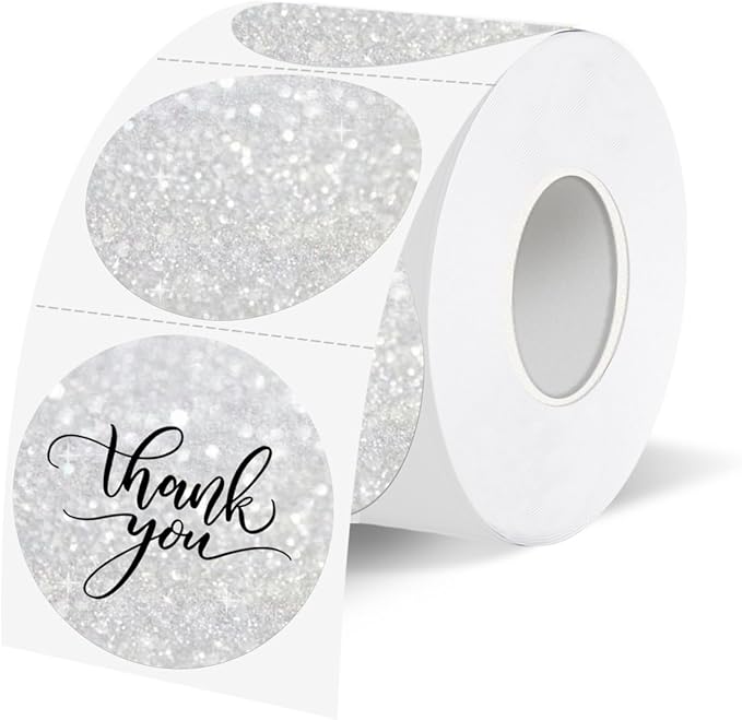 1.5" Holographic Direct Thermal Label Stickers, Round Printable Rainbow Glitter by Unknown