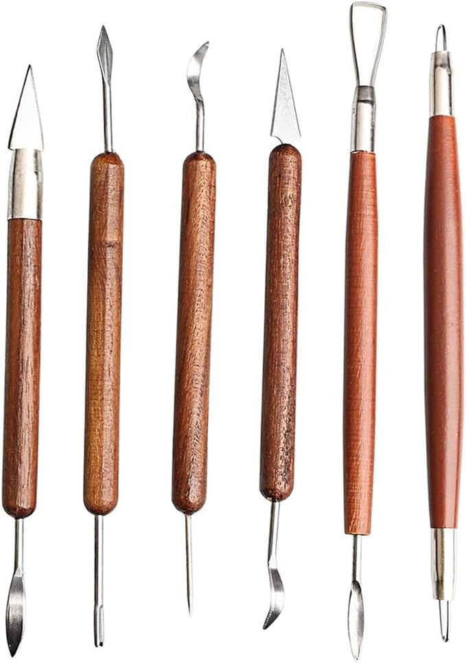 S & E TEACHER'S EDITION 6 Pcs Pottery & Clay Sculpting Tools, Double-Sided by SETEACHERSEDITION