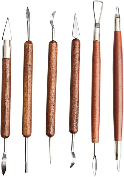 S & E TEACHER'S EDITION 6 Pcs Pottery & Clay Sculpting Tools, Double-Sided by SETEACHERSEDITION