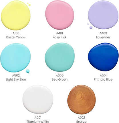 ARTEZA Acrylic Pouring Paint Set, 8 Pastel Colors, 4 oz Bottles, High-Flow Paint - Image 2